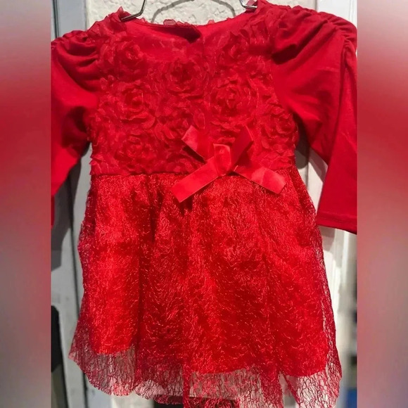 Wennikids Red Flower Girl Christening Birthday Party Dress 9 months 16-18 lbs - Picture 8 of 11